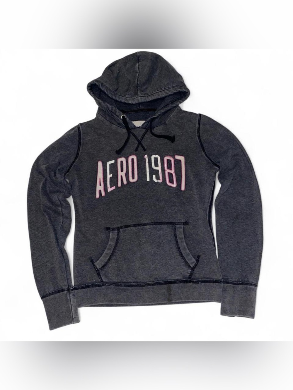 Aeropostale Charcoal Hooded Sweatshirt with Pink Logo